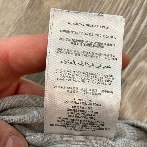 GUESS Gray Tank Top Sequences embroidery Cami Tshirt Slim Fit M - Picture 2 of 8